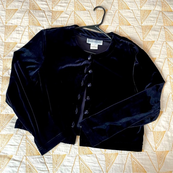 Vintage 90s/Y2K Jessica Howard Dark Purple Velvet Cardigan - Picture 3 of 3